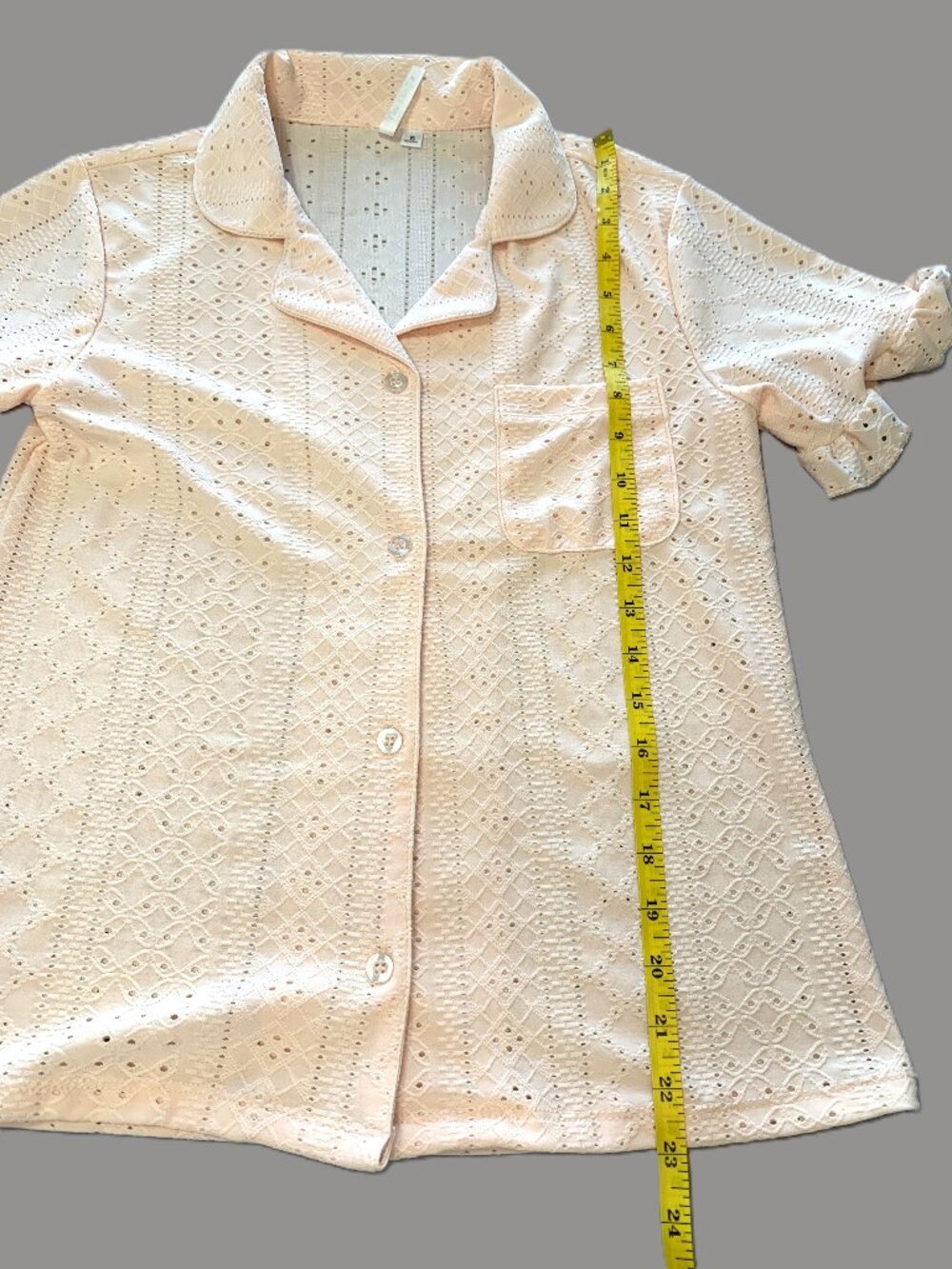 Never Worn Peach Women Pajamas Shorts Sleeves Top/Shorts Ruffles Size S - Picture 4 of 11